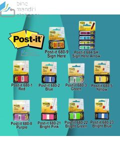 3M Post-it Lengkap murah barang Perlengkapan Kantor 3M Post-it 680 Flags Sign Here Arrow & color Flags 12x43mm  di toko alat tulis grosir Bina Mandiri stationery